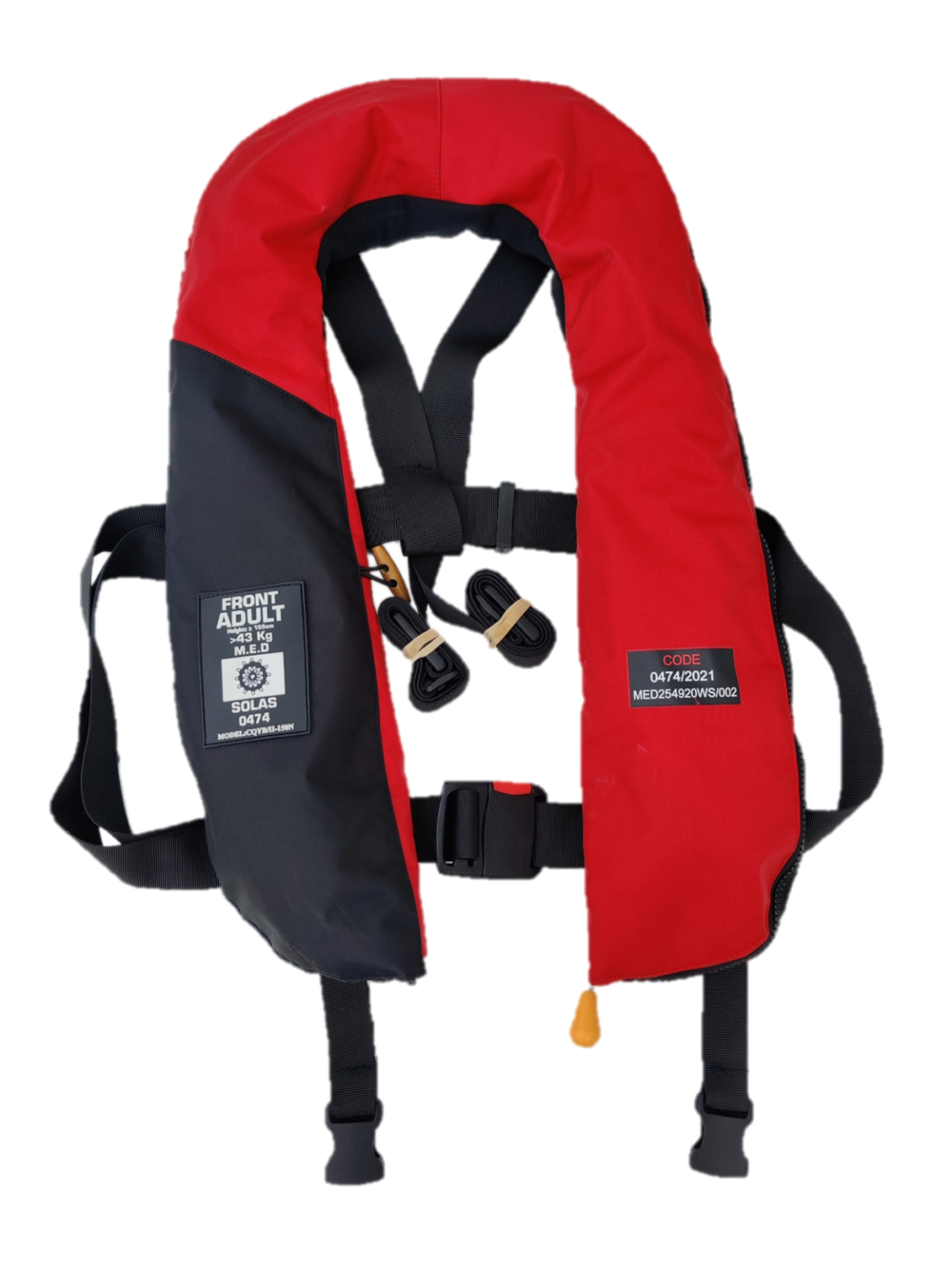 Inflatable lifejacket black/red nylon 150N Solas/MED - De Wolf Maritime Safety